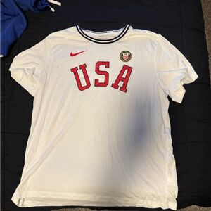 Nike White T-Shirt with Red USA Design EXCLUSIVE 2026